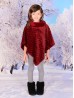 Kids Soft Faux Fur Poncho W/  Zig-zag Pattern and Faux Fur Neckline (3-7 Years Old) 